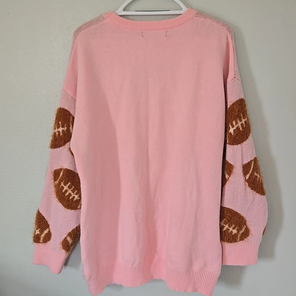 Simply Southern | Fuzzy Pink Football Sweater Size XXL NWT - Picture 3 of 8